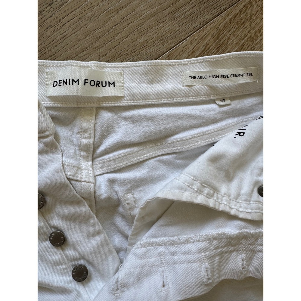 Denim Forum The Arlo High Rise Straight Jeans White 27L Aritzia Button Fly - Picture 4 of 13
